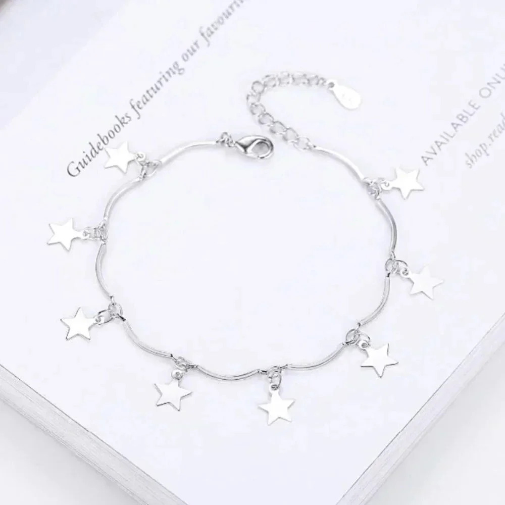 Dainty 925 Sterling Silver Star Bracelet
